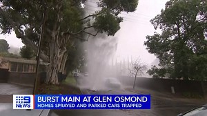It’s taken crews hours to shut off an explosive burst main at Glen Osmond that inundated homes and cars with water. #9News | 9 News Adelaide