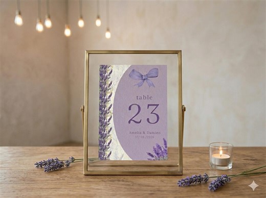 Lavender Wedding Table Numbers | Printable Floral Table Cards | Digital Download - Etsy