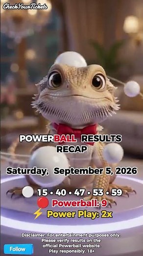 Powerball Results Recap: Watch the Winning Numbers for September 5, 2026 Saturday