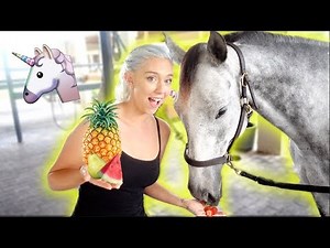 WILL SHE EAT IT? MY HORSE TRIES FRUITS AND VEGGIES! | NICOLE SKYES