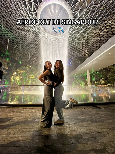 Meilleure activité à Singapour? C’est la plus grande cascade intérieur au MONDE 😳 @Marine Park🦢 #aeroport #singapour #vlog #cascade #soeur