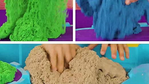 Kinetic Sand Super Sandbox Set with 10lbs of Kinetic Sand, Portable Sandbox w/ 10 Moulds and Tool...