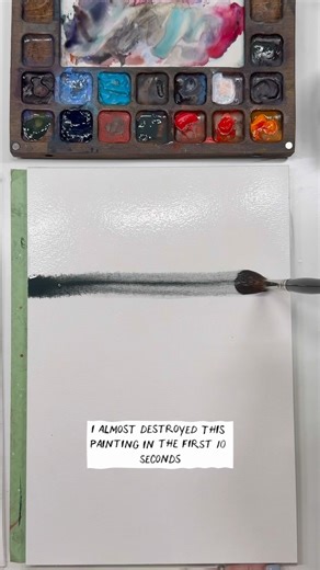 Abstract watercolor landscape painting