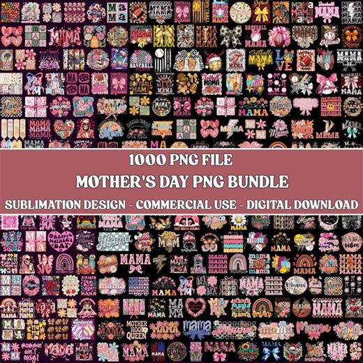 1000  Mother's Day PNG Bundle, Mega Mom Designs (digital Download) - Etsy