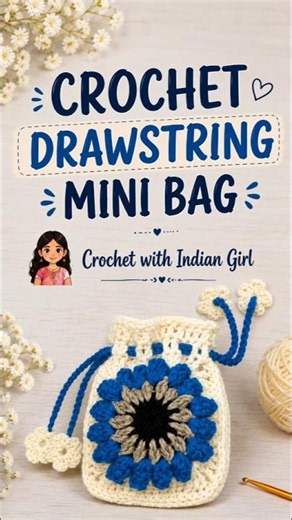 |crochet drawstring mini bag |🧶 easy crochet tutorial for beginners 🧶 #crochet #diy #viralshorts