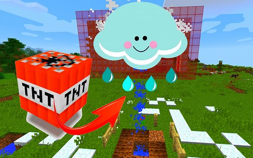 我的世界：命令方块建设TNT，能自动生成各种设施，太酷了