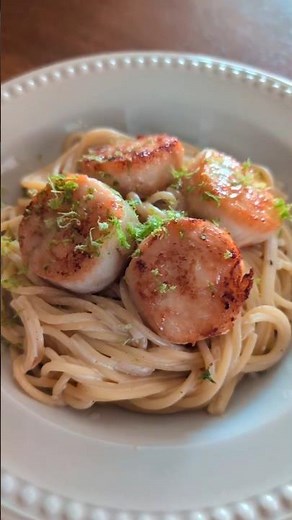 Spaghetti aux pétoncles poêlés #food #chef #recette #recettefacile