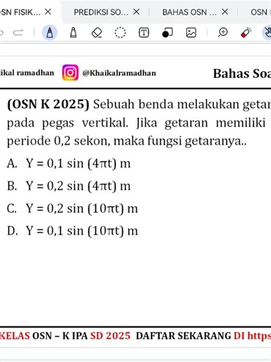 OSN IPA SMP 2025 GERAK HARMONIK SEDERHANA #osn2025 #soalasliosn #osnipa #osnsmp #OSNIPA