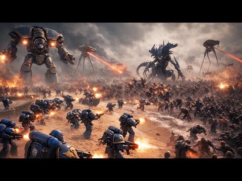 SPACE MARINES Beach Invasion vs 4,000,000 Aliens, Predators & Zombies - UEBS 2 | Battle Simulator 2