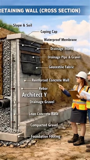 Retaining Wall (Cross Section) 👷‍♀️👷‍♂️📊 | Architect Y