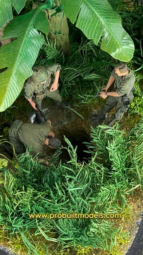 1/35 Cu Chi Tunnel Diorama – A detailed recreation of Vietnam War underground operations. Hand-painted figures, realistic jungle terrain, and a full multi-level tunnel system. Perfect for collectors and Vietnam War enthusiasts. #CuChiTunnel #VietnamWar #135Scale #DioramaArt #ScaleModeling #MilitaryDiorama #TunnelRats #Miniatures #ModelBuilder #ProBuiltModels | Pro Built Model