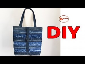 DIY JEAN HEMS TOTE BAG TUTORIAL | PATCHWORK JEAN BAG MAKING | DIY TOTE BAG EASY SEWING