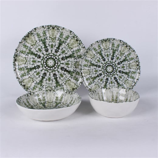 12pcs/16pcs Ceramic Dinnerware Set with Digital Printing Dishes Porcelain Tableware Set Ceramic Plates