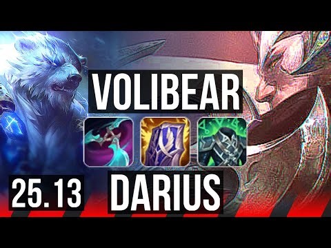 VOLIBEAR vs DARIUS (TOP) | 1100+ games, Dominating, Rank 15 Voli | KR Master | 25.13