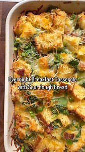 This recipe for an overnight breakfast casserole is made with sourdough bread, bacon, eggs, spinach, herbs, and cheese. I love it because you prepare the dish the night before and then bake it in the morning. So easy! Comment “Recipe” below and I will send you the recipe. https://spinachandbacon.com/2022/04/12/overnight-breakfast-casserole/ This easy breakfast casserole is also called “a Strata” or a “Savory Bread Pudding”. It doesn’t really matter what it is called, but it is delicious. You bak