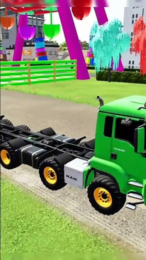 Colorful Transport MAN Trucks 🚛🔥 MEGA Obstacle Crossing #shorts #transporttruck #dumptruck #bigtruck