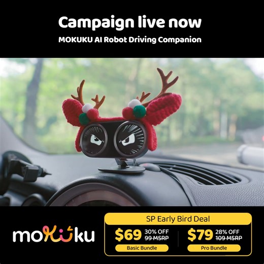🚗 MOKUKU AI Robot Driving Companion Your smart, expressive co-pilot that makes every drive more connected and fun. ✨ Real-Time Driving Data — Speed, RPM, mileage, and more, all displayed at a glance. 🎨 Customizable Shells — Change or design your own for a style that’s uniquely yours. 👀 Dynamic Display & Festive Animations — Reacts to your driving and celebrates every moment. 🔥 Enjoy up to 30% OFF early-bird deals — limited time only! 👉 Back MOKUKU on Kickstarter and make your drive truly yo