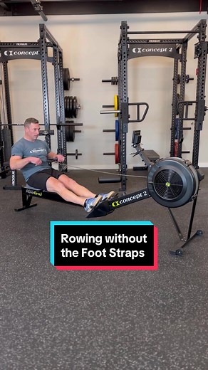 Rowing without the foot straps is a great drill to practice the recovery portion of the stroke and using your core to assist in moving yourself forward, instead of your toes. #Concept2 #Rowing #RowErg