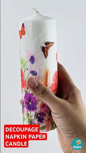 How to Decoupage a Candle With a Napkin in Just 5 minutes #easycrafts #diycrafts #5minutecrafts