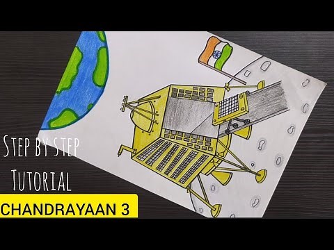 How to draw ISRO Chandrayaan 3 Vikram Lander and Rover / Chandrayaan 3 Drawing easy