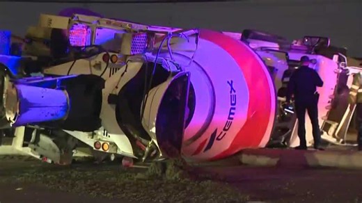Concrete truck overturns and spills concrete, slowing traffic in south Sacramento area