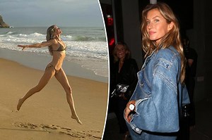 Gisele Bündchen frolics on Brazil beach in tiny string bikini