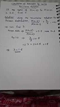 Calculation of parameter by using Recurrence relation
