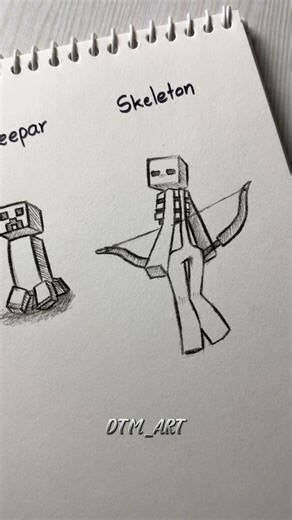 How to draw body of (enderman, creepar, skeleton) #drawing #tutorial #minecraft #fpy