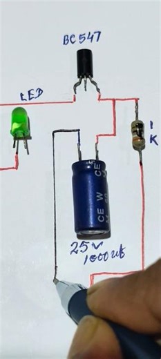 How to make//power LED Flashlight//using BC547 Transistor circuit diagram#electronic #youtubeshorts