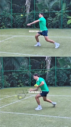 Short Tennis Forehand (High vs Low Ball) #tennis #tennisforehand #forehand #tennisshorts