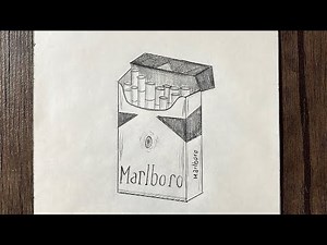 How to draw a Cigarette pack | marlboro | cool pencil drawing ideas for beginners