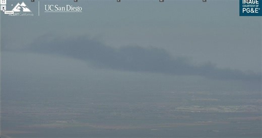 Large column of black smoke seen in the Stockton area