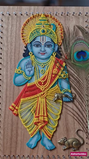 krishna Ji String Art: Dhage se banayi Gayi #krishna #StringArt #DIYArt #CreativeArts #shorts