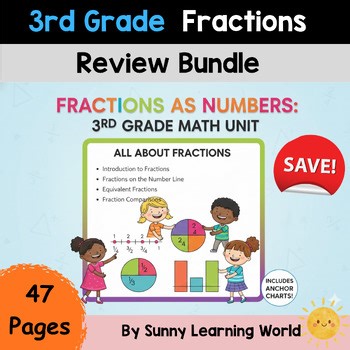 3rd Grade Fractions Unit Bundle: identify, Number Lines, & Comparing Fractions