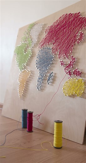 A String Artwork of a World Map #worldmap #artworking #facts #mapguide #worldgeography #worldaffairs