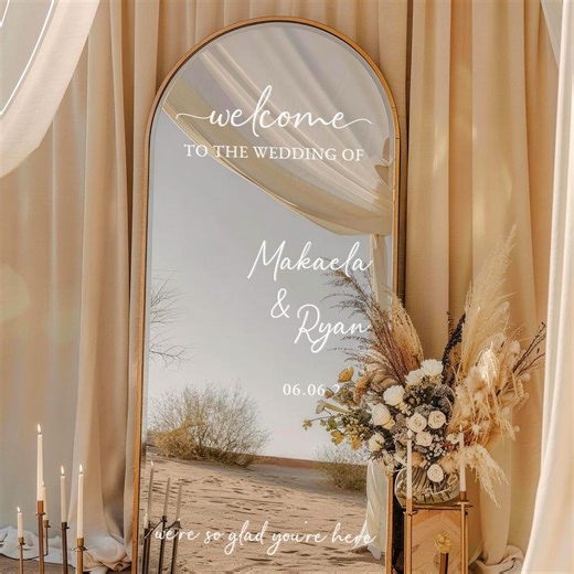 Custom Wedding Mirror Decal, Personalized Welcome Sign, Vinyl Lettering Reception Decor - Etsy