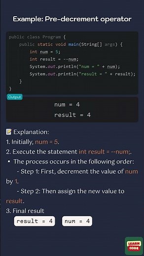 👩‍💻 Example: Pre-decrement operator (Unary Operators in Java)