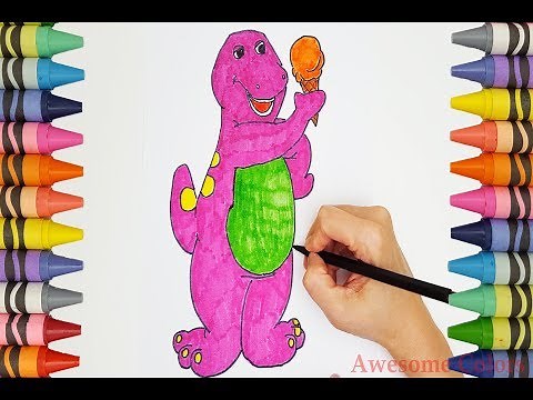 How To Draw Color Barney The Dinosaur | DIY Learn Drawing Colouring