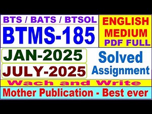 BTMS 185 solved assignment 2025 in English || btms 185 solved assignment 2025 || ignou btms185 2025