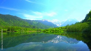 Hotaka mountain range reflect on Tashiro-ike Pond /kamikochi,Nagano Japan