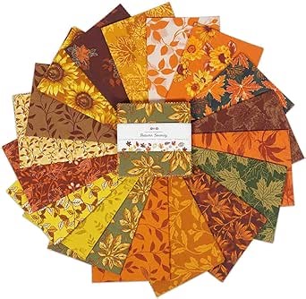 40 Pcs Cotton Bundles Charm Packs for Quilting, Fat Quarter Layer Cakes, Fabric Scraps for Crafts, Precuts Quilt Squares 5 x 5 inches, DIY Fabric Bundle Squares - Autumn Serenity