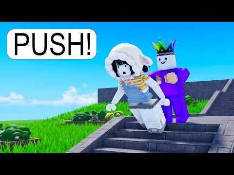 I Ragdoll Down Stairs on Roblox BUT Push Everyone With Me