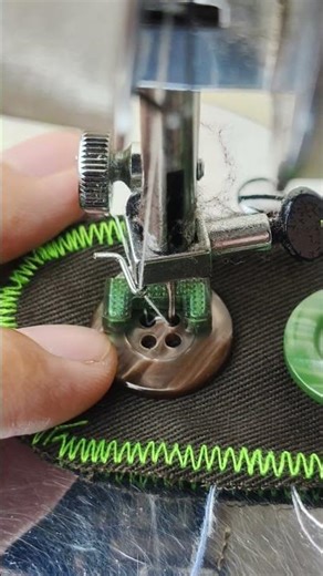 Sewing button using a sewing machine