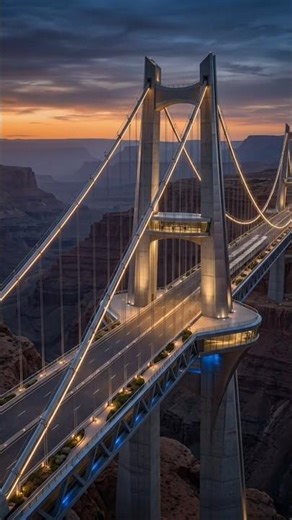 A barren canyon to a futuristic mega bridge.#megabridge #bridge #bridgebuilder