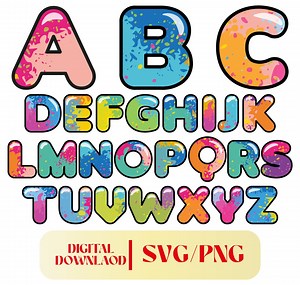 Letras y números coloridos SVG PNG (Descarga digital) - Etsy España