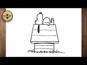 How to draw snoopy on his dog house