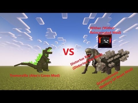 Tremorzilla Vs Distorted Rex And Others | Modded Minecraft Mob Battle | 1.20.1