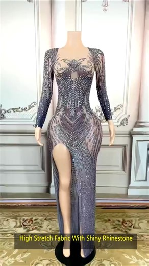 Luxury Long Sleeve Rhinestone Bodycon Wedding Birthday Dinner Gown Plus Size Women Sexy Club Dress Long Prom Evening Dress