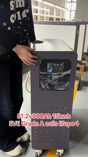 The 51.2V 300Ah 15kWh solar-powered home energy storage lithium battery features flexible wheels and a touch-screen display. It can also be connected to a Wi-Fi network to check the battery level. Made with A-grade EVE cells, it can withstand up to 8,000 charge-discharge cycles and has a lifespan of over ten years. This battery will help you avoid paying expensive electricity bills for the next ten years.