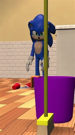 When you dropped the glass of water! Clean up after yourself with your feet! (Animated meme) #sonic